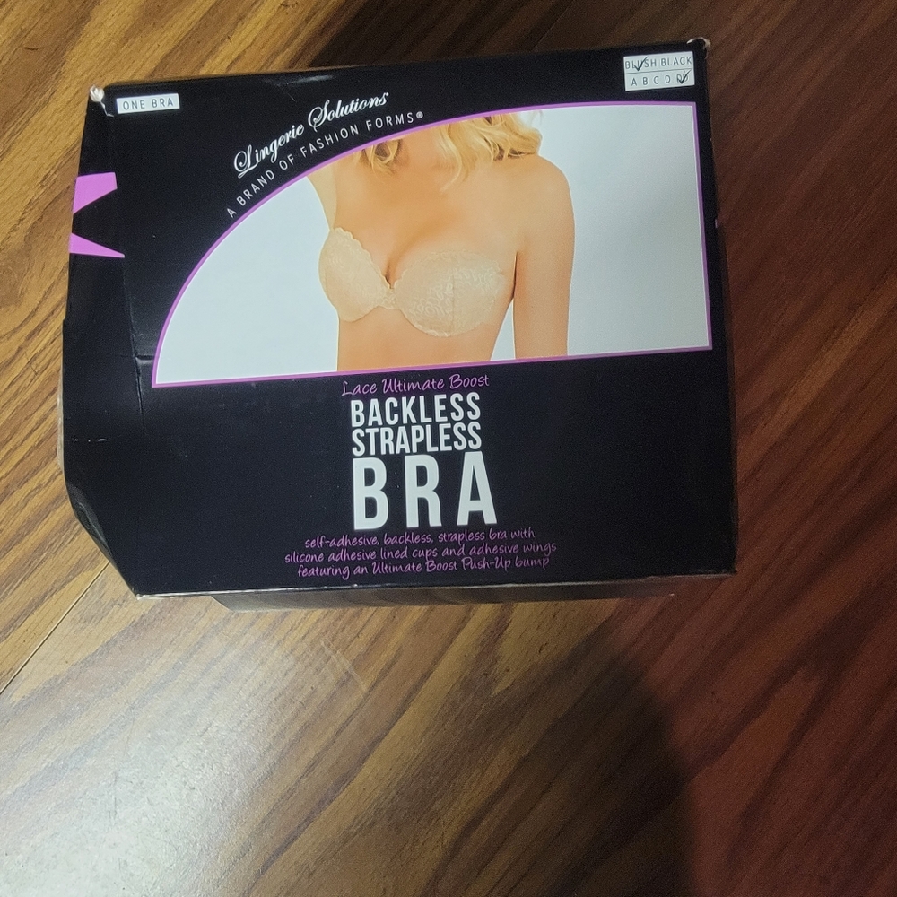 New damaged box backless strapless bra nude DD